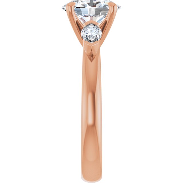 LUCIA Trilogy Oval Engagement Ring with Marquise Accent Diamonds - 18K Rose Gold - View 4