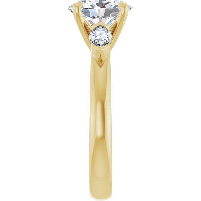 LUCIA Trilogy Oval Engagement Ring with Marquise Accent Diamonds - 18K Yellow Gold - View 4