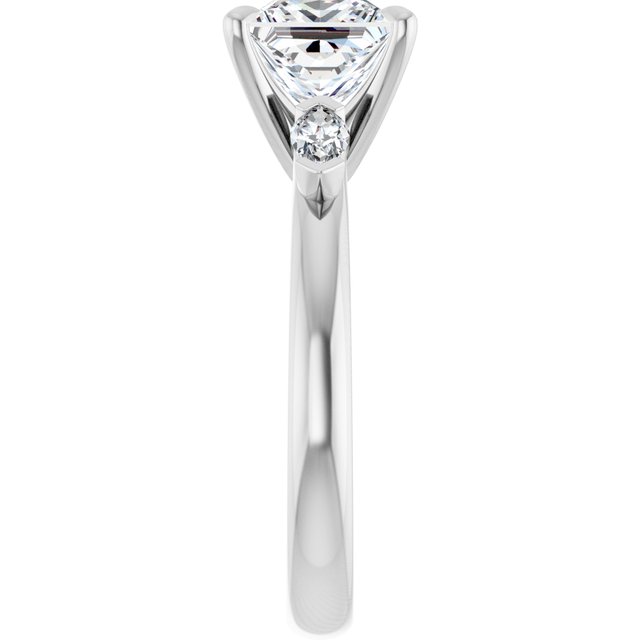 LUCIA Trilogy Square Engagement Ring with Marquise Accent Diamonds - Platinum - View 4