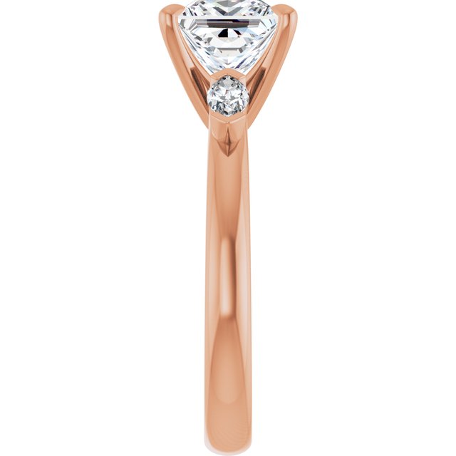 LUCIA Trilogy Square Engagement Ring with Marquise Accent Diamonds - 18K Rose Gold - View 4