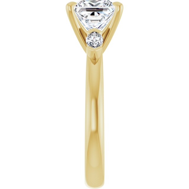 LUCIA Trilogy Square Engagement Ring with Marquise Accent Diamonds - 18K Yellow Gold - View 4