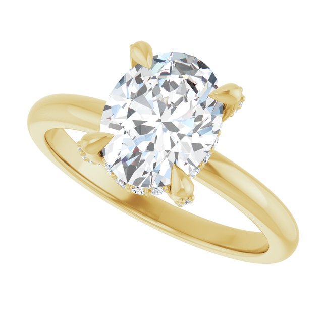 ATHENA Solitaire Oval Engagement Ring with Diamond Set Claws & Hidden Halo - 18K Yellow Gold - View 5