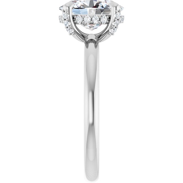 ATHENA Solitaire Oval Engagement Ring with Diamond Set Claws & Hidden Halo - Platinum - View 4