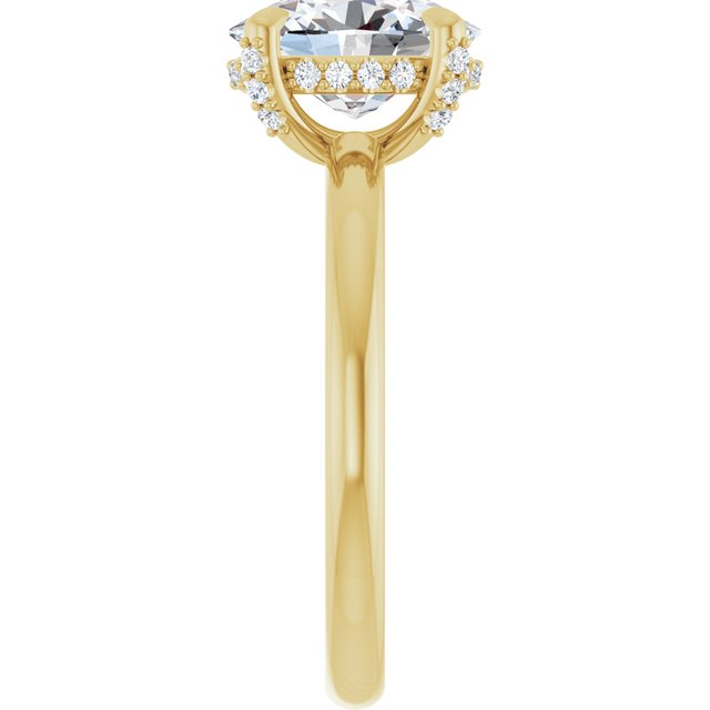 ATHENA Solitaire Oval Engagement Ring with Diamond Set Claws & Hidden Halo - 18K Yellow Gold - View 4