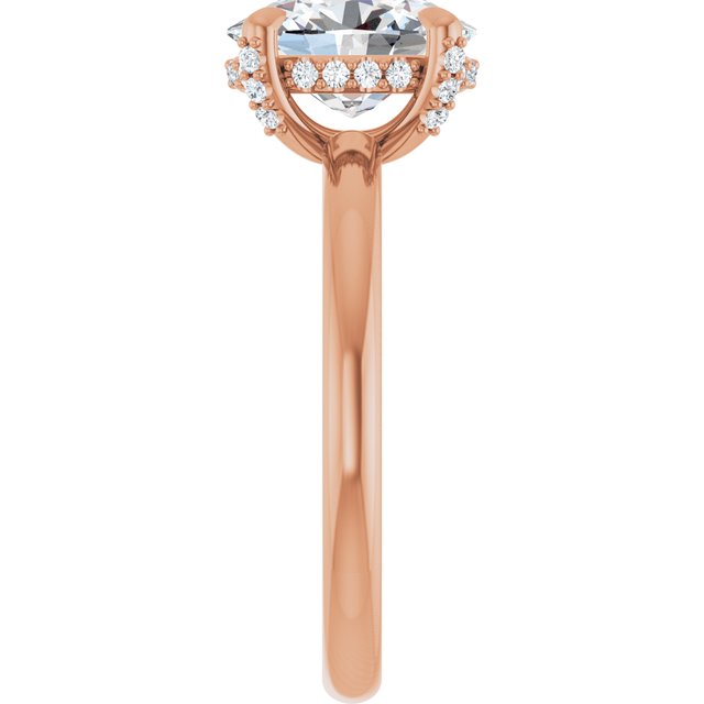 ATHENA Solitaire Oval Engagement Ring with Diamond Set Claws & Hidden Halo - 18K Rose Gold - View 4