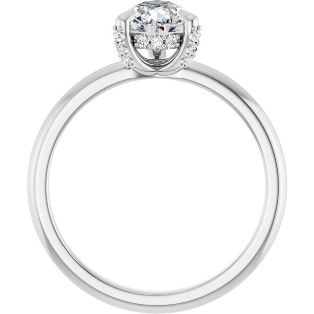 ATHENA Solitaire Pear Engagement Ring with Diamond Set Claws & Hidden Halo - Platinum - View 2
