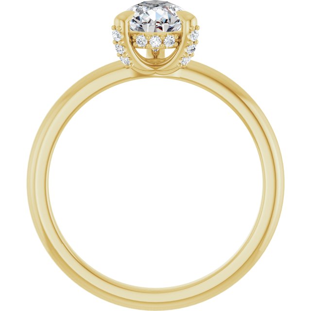 ATHENA Solitaire Pear Engagement Ring with Diamond Set Claws & Hidden Halo - 18K Yellow Gold - View 2