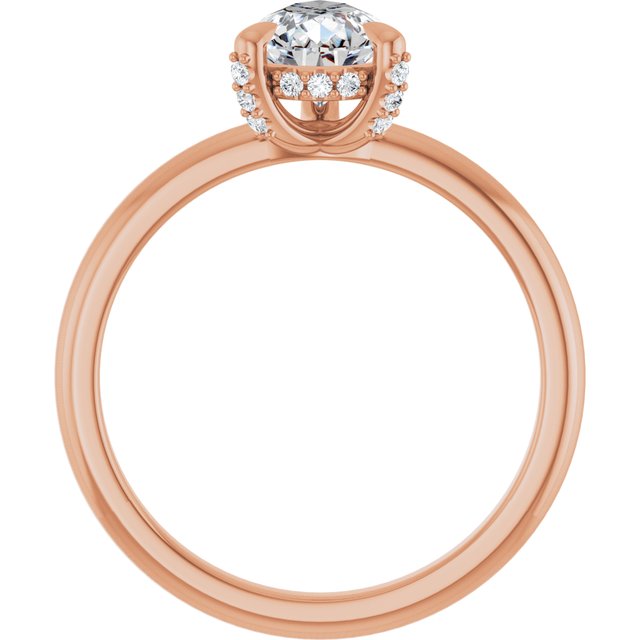 ATHENA Solitaire Pear Engagement Ring with Diamond Set Claws & Hidden Halo - 18K Rose Gold - View 2