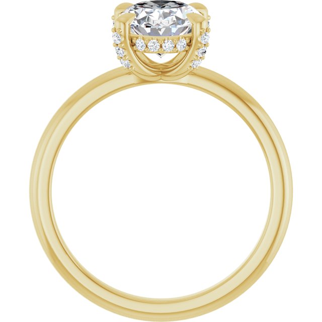 ATHENA Solitaire Oval Engagement Ring with Diamond Set Claws & Hidden Halo - 18K Yellow Gold - View 2