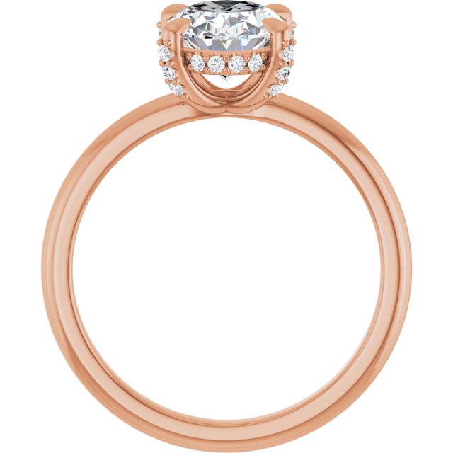 ATHENA Solitaire Oval Engagement Ring with Diamond Set Claws & Hidden Halo - 18K Rose Gold - View 2
