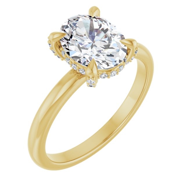ATHENA Solitaire Engagement Ring with diamond set claws & hidden halo
