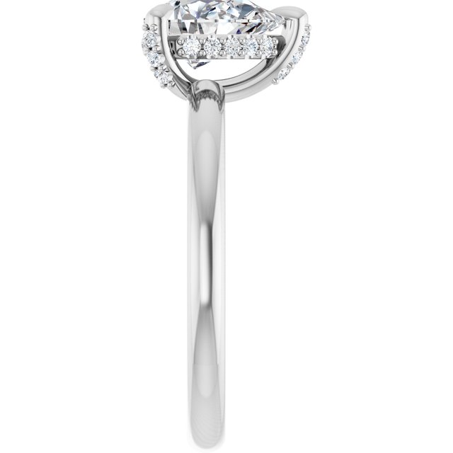 ATHENA Solitaire Pear Engagement Ring with Diamond Set Claws & Hidden Halo - Platinum - View 4