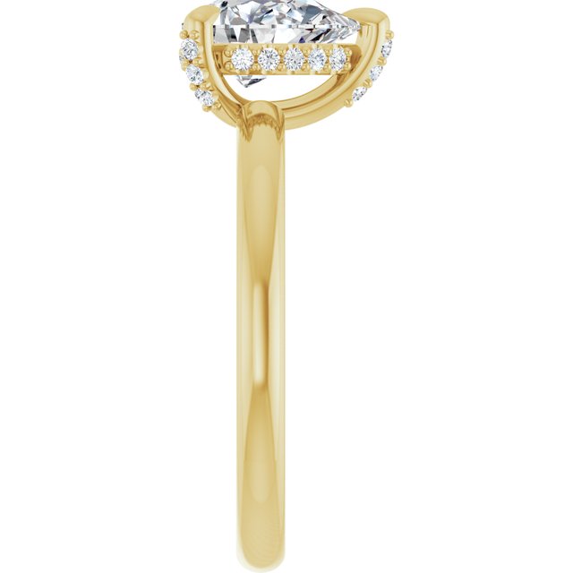 ATHENA Solitaire Pear Engagement Ring with Diamond Set Claws & Hidden Halo - 18K Yellow Gold - View 4