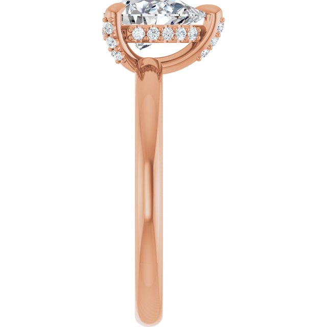 ATHENA Solitaire Pear Engagement Ring with Diamond Set Claws & Hidden Halo - 18K Rose Gold - View 4