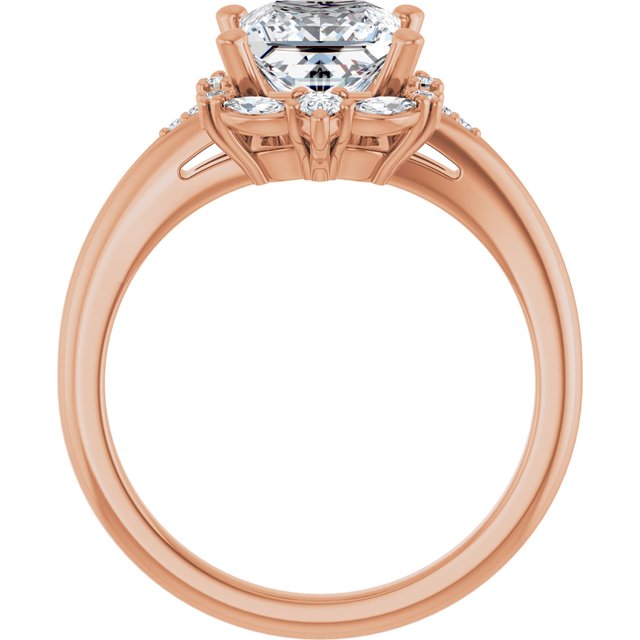 LARA Halo Square Engagement Ring with Round, Pear & Marquise Stones - 18K Rose Gold - View 2