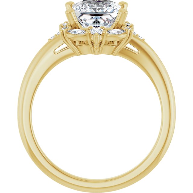 LARA Halo Square Engagement Ring with Round, Pear & Marquise Stones - 18K Yellow Gold - View 2
