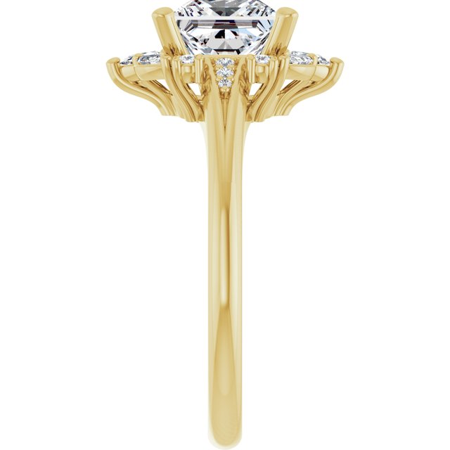LARA Halo Square Engagement Ring with Round, Pear & Marquise Stones - 18K Yellow Gold - View 4