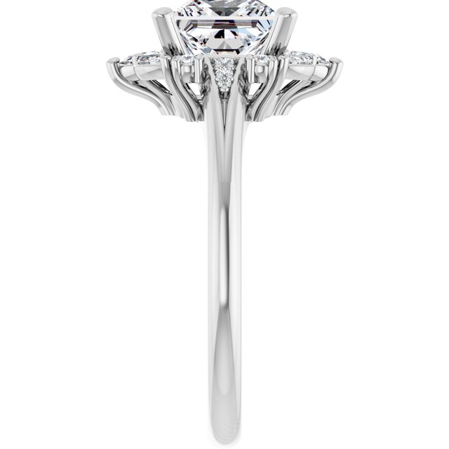 LARA Halo Square Engagement Ring with Round, Pear & Marquise Stones - Platinum - View 4