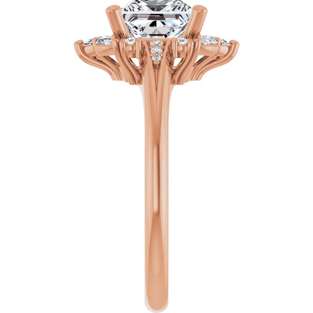 LARA Halo Square Engagement Ring with Round, Pear & Marquise Stones - 18K Rose Gold - View 4