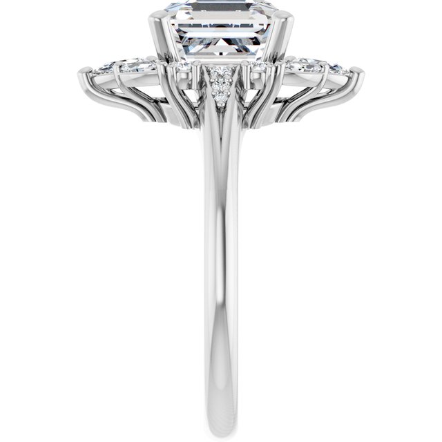 LARA Halo Asscher Engagement Ring with Round, Pear & Marquise Stones - Platinum - View 4