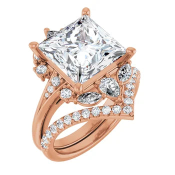 LARA Halo Engagement ring with Round, pear & marquise stones