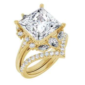LARA Halo Engagement ring with Round, pear & marquise stones
