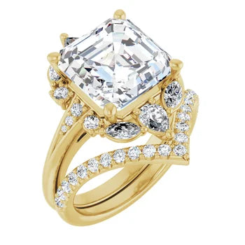 LARA Halo Engagement ring with Round, pear & marquise stones