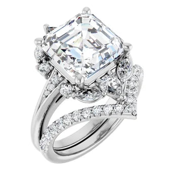 LARA Halo Engagement ring with Round, pear & marquise stones