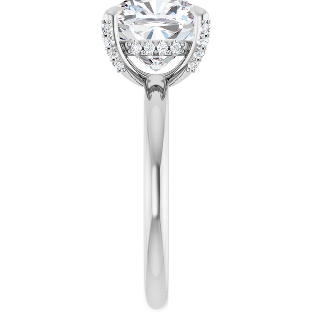 ATHENA Solitaire Cushion Engagement Ring with Diamond Set Claws & Hidden Halo - Platinum - View 4