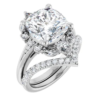 LARA Halo Engagement ring with Round, pear & marquise stones