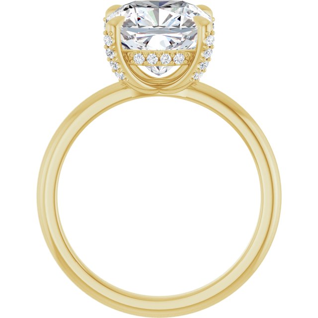 ATHENA Solitaire Cushion Engagement Ring with Diamond Set Claws & Hidden Halo - 18K Yellow Gold - View 2
