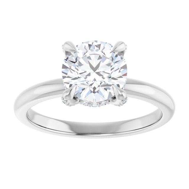 ATHENA Solitaire Round Engagement Ring with Diamond Set Claws & Hidden Halo - Platinum - View 3