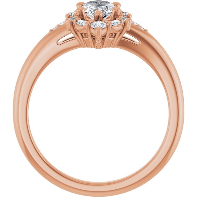 LARA Halo Marquise Engagement Ring with Round, Pear & Marquise Stones - 18K Rose Gold - View 2