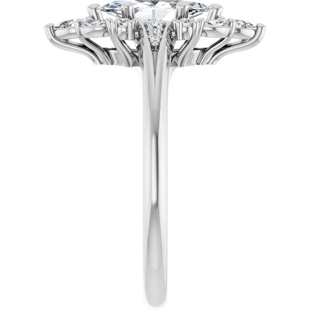 LARA Halo Marquise Engagement Ring with Round, Pear & Marquise Stones - Platinum - View 4