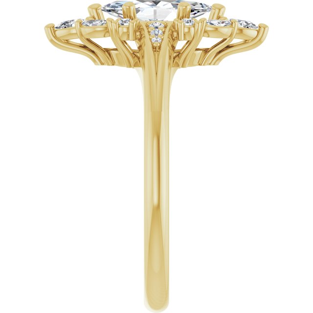 LARA Halo Marquise Engagement Ring with Round, Pear & Marquise Stones - 18K Yellow Gold - View 4