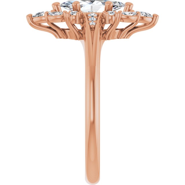 LARA Halo Marquise Engagement Ring with Round, Pear & Marquise Stones - 18K Rose Gold - View 4