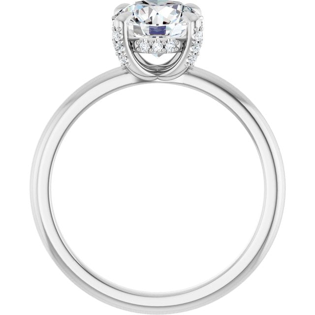 ATHENA Solitaire Round Engagement Ring with Diamond Set Claws & Hidden Halo - Platinum - View 2