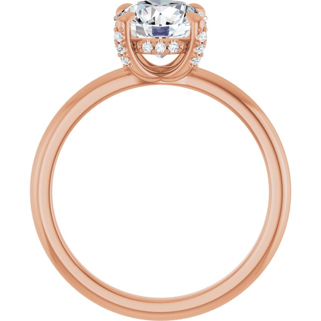 ATHENA Solitaire Round Engagement Ring with Diamond Set Claws & Hidden Halo - 18K Rose Gold - View 2