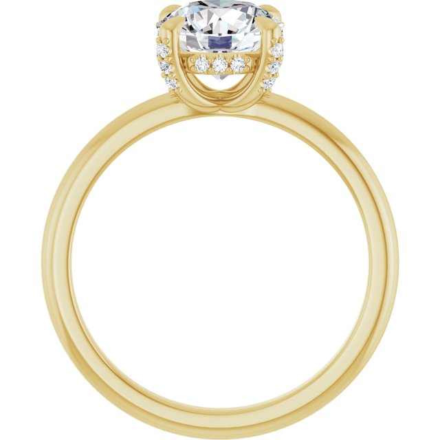 ATHENA Solitaire Round Engagement Ring with Diamond Set Claws & Hidden Halo - 18K Yellow Gold - View 2