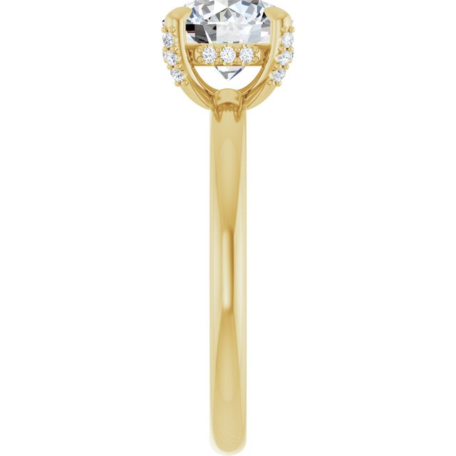 ATHENA Solitaire Round Engagement Ring with Diamond Set Claws & Hidden Halo - 18K Yellow Gold - View 4