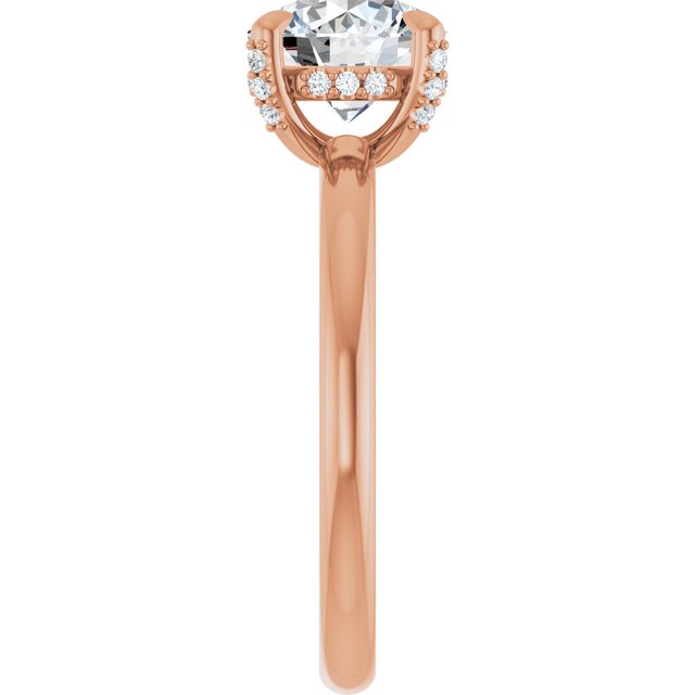 ATHENA Solitaire Round Engagement Ring with Diamond Set Claws & Hidden Halo - 18K Rose Gold - View 4