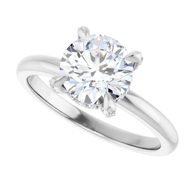 ATHENA Solitaire Round Engagement Ring with Diamond Set Claws & Hidden Halo - Platinum - View 5