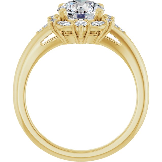 LARA Halo Round Engagement Ring with Round, Pear & Marquise Stones - 18K Yellow Gold - View 2
