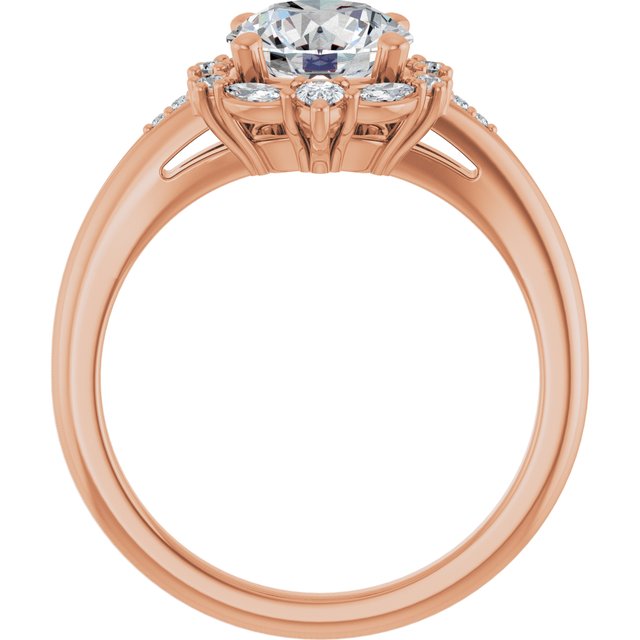 LARA Halo Round Engagement Ring with Round, Pear & Marquise Stones - 18K Rose Gold - View 2