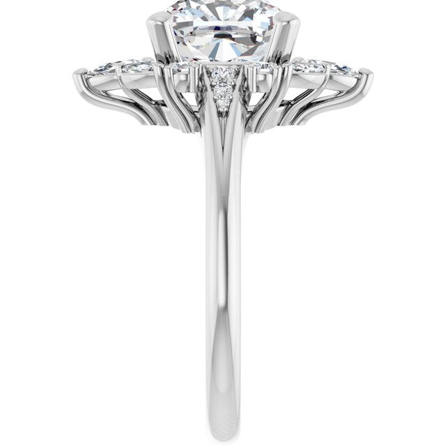 LARA Halo Cushion Engagement Ring with Round, Pear & Marquise Stones - Platinum - View 4