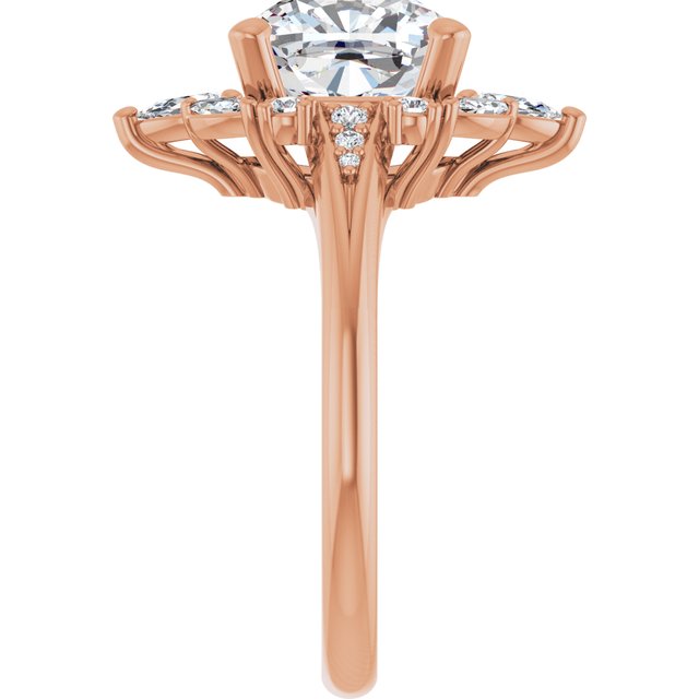 LARA Halo Cushion Engagement Ring with Round, Pear & Marquise Stones - 18K Rose Gold - View 4