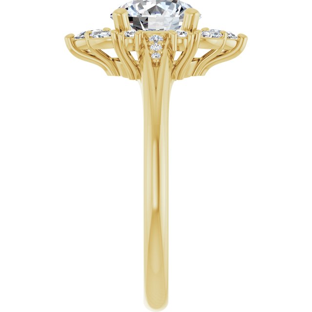 LARA Halo Round Engagement Ring with Round, Pear & Marquise Stones - 18K Yellow Gold - View 4