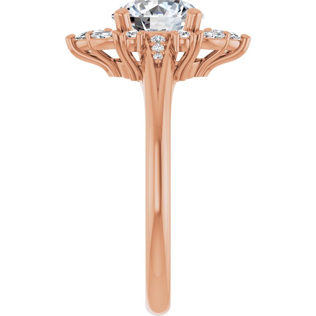 LARA Halo Round Engagement Ring with Round, Pear & Marquise Stones - 18K Rose Gold - View 4