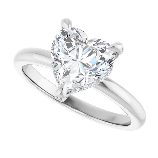 ATHENA Solitaire Heart Engagement Ring with Diamond Set Claws & Hidden Halo - Platinum - View 5