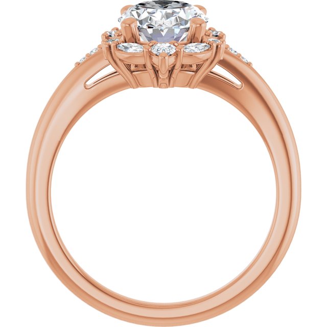 LARA Halo Oval Engagement Ring with Round, Pear & Marquise Stones - 18K Rose Gold - View 2